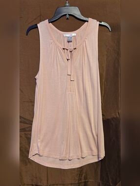 VENUS Lascana Sleeveless Blouse Size S Pink Tie Neck Flowy Casual Top NWOT